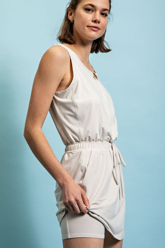 Romper Dress - White Pearl-Jumpsuits & Rompers- Hometown Style HTS, women's in store and online boutique located in Ingersoll, Ontario