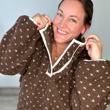 Heart Sherpa Fleece Pullover Jacket - Brown-Sweater- Hometown Style HTS, women's in store and online boutique located in Ingersoll, Ontario