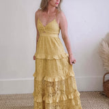 Lace Maxi - Yellow-dresses- Hometown Style HTS, women's in store and online boutique located in Ingersoll, Ontario