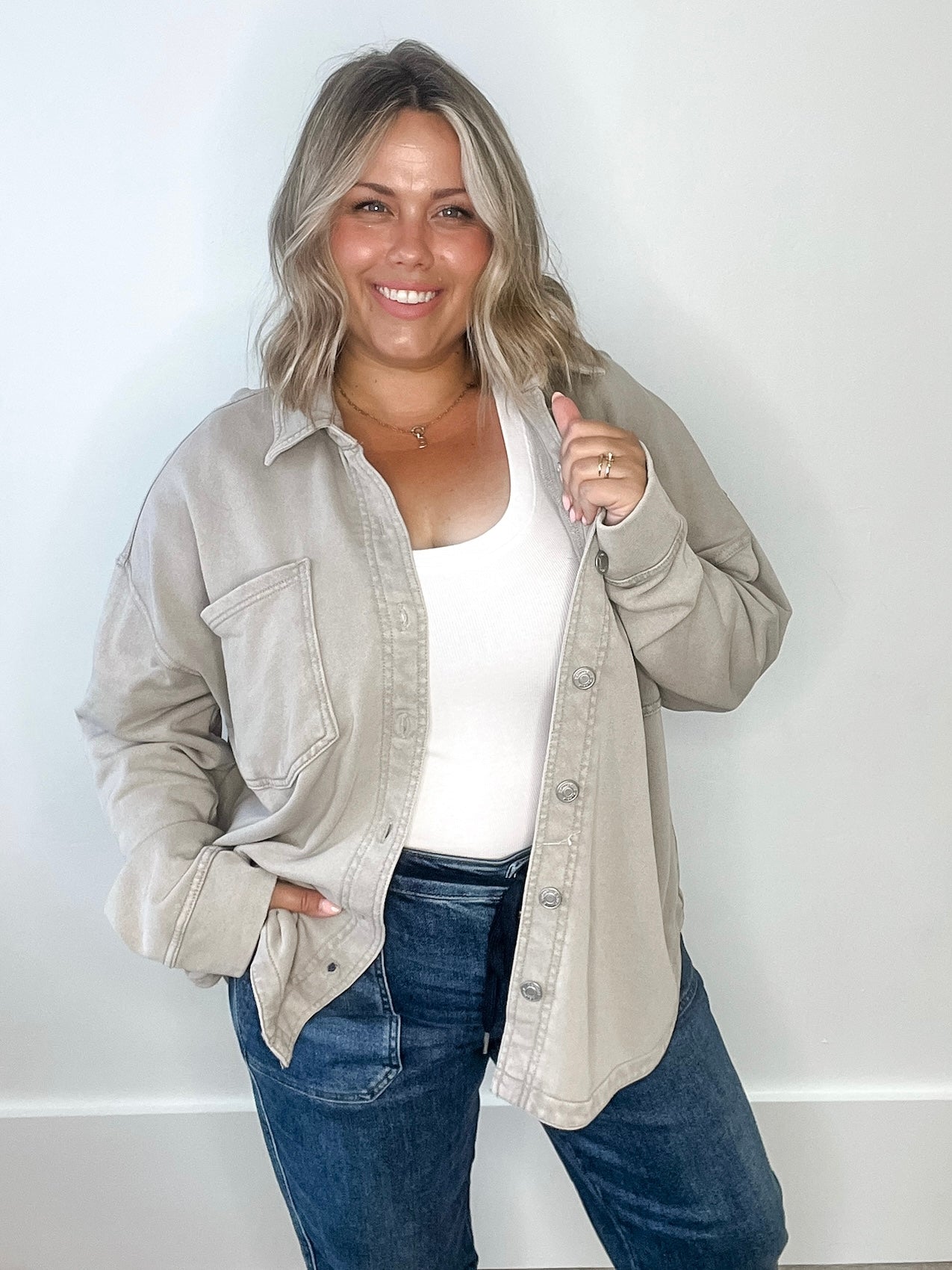All Day Knit Denim Jacket - Retreat-Coats & Jackets- Hometown Style HTS, women's in store and online boutique located in Ingersoll, Ontario