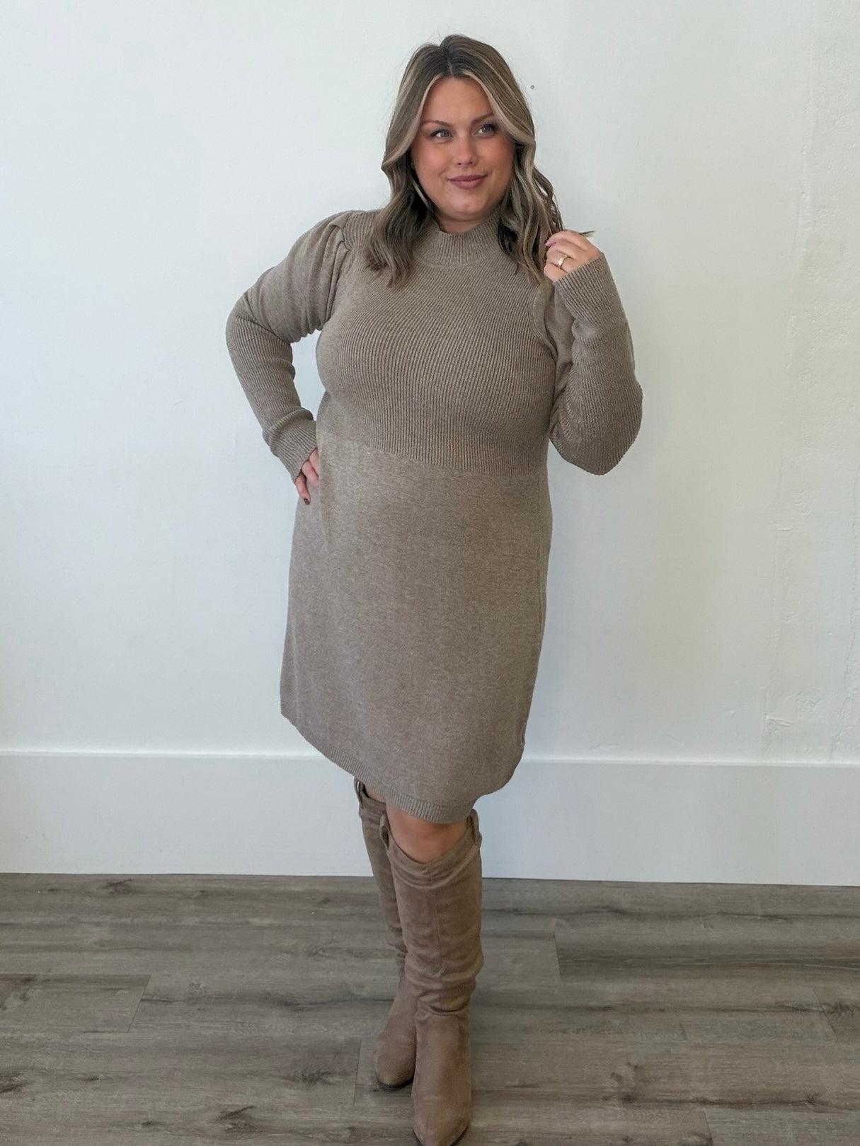 NONINA DRESS 2 - Caribou Melange-Casual Dresses- Hometown Style HTS, women's in store and online boutique located in Ingersoll, Ontario
