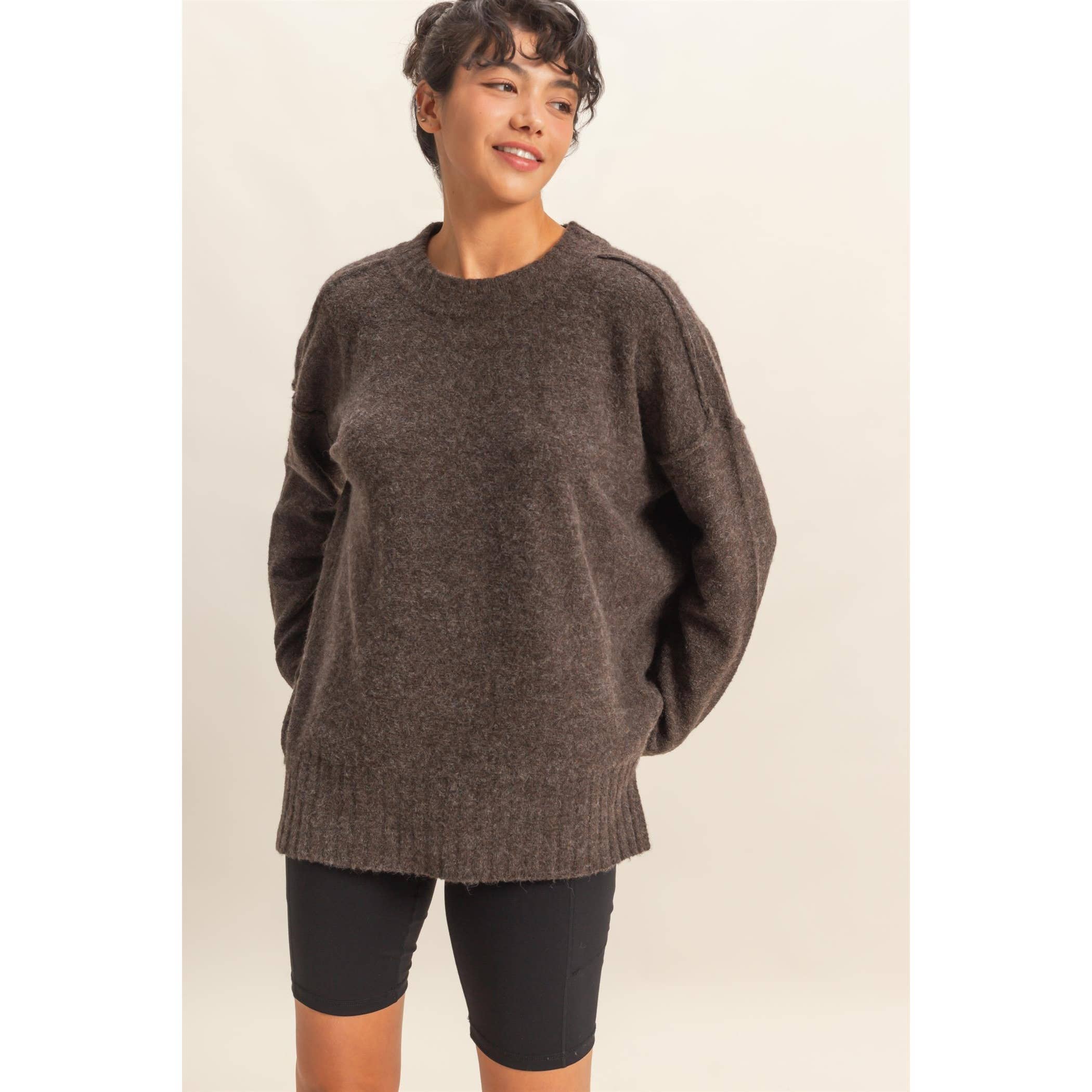 Relaxed Fit Sweater- Chestnut-sweater- Hometown Style HTS, women's in store and online boutique located in Ingersoll, Ontario