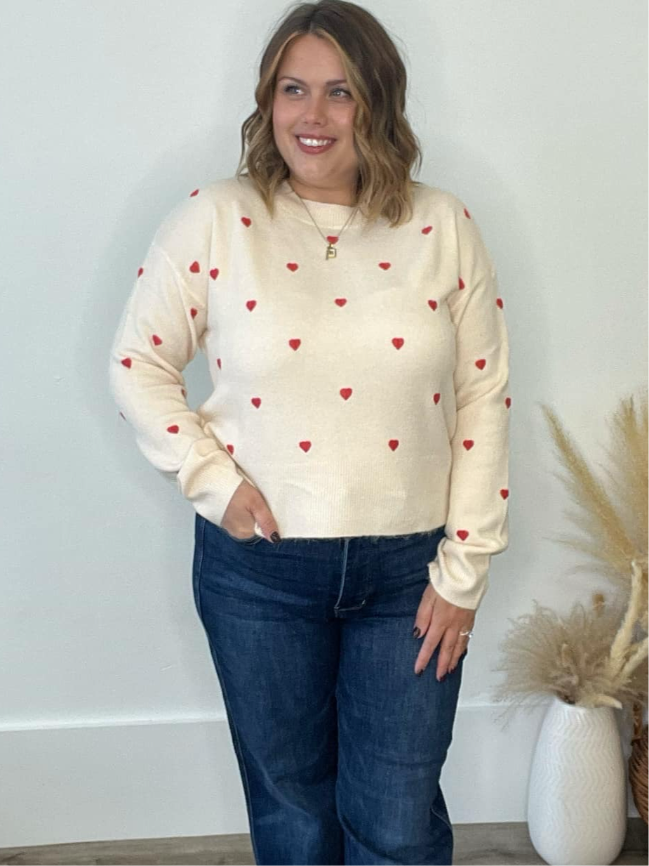 A Little Love Sweater - Red-Sweater- Hometown Style HTS, women's in store and online boutique located in Ingersoll, Ontario