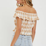 Gingham Ruffle Top-Tops- Hometown Style HTS, women's in store and online boutique located in Ingersoll, Ontario