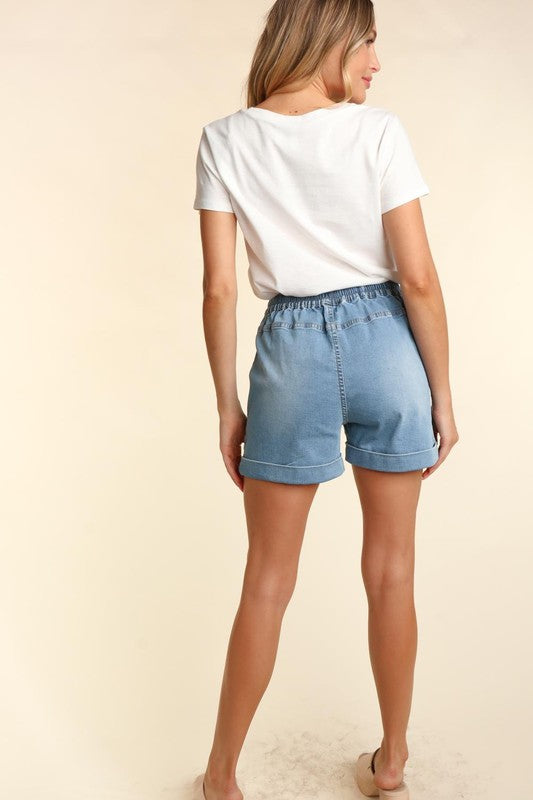 High Rise, Elastic Waist Shorts-Shorts- Hometown Style HTS, women's in store and online boutique located in Ingersoll, Ontario