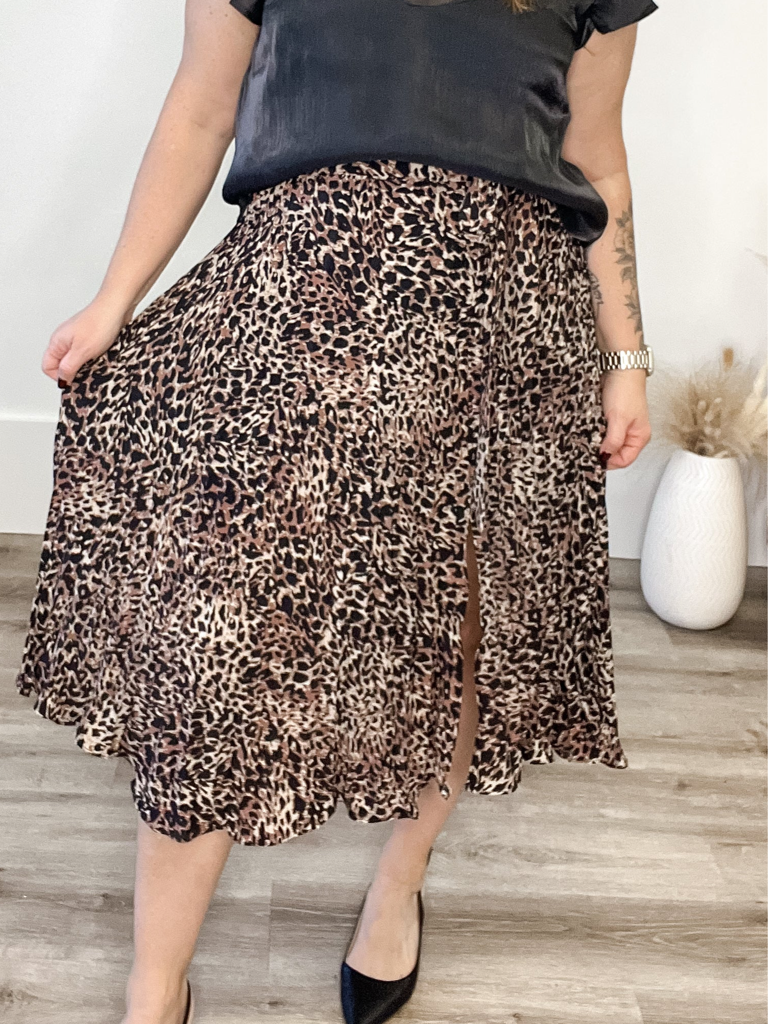 Leopard Midi Skirt-Skirt- Hometown Style HTS, women's in store and online boutique located in Ingersoll, Ontario