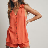 Button Up Tank Top and Shorts Set - Punch-Shorts- Hometown Style HTS, women's in store and online boutique located in Ingersoll, Ontario