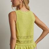 Textured Sweater Tank Top - Lime-Casual Tops- Hometown Style HTS, women's in store and online boutique located in Ingersoll, Ontario