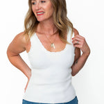 Scallop Neck Tank - White-tank- Hometown Style HTS, women's in store and online boutique located in Ingersoll, Ontario