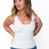 Scallop Neck Tank - White-tank- Hometown Style HTS, women's in store and online boutique located in Ingersoll, Ontario