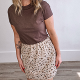 Floral Mini Skirt - Champagne-Skirt- Hometown Style HTS, women's in store and online boutique located in Ingersoll, Ontario