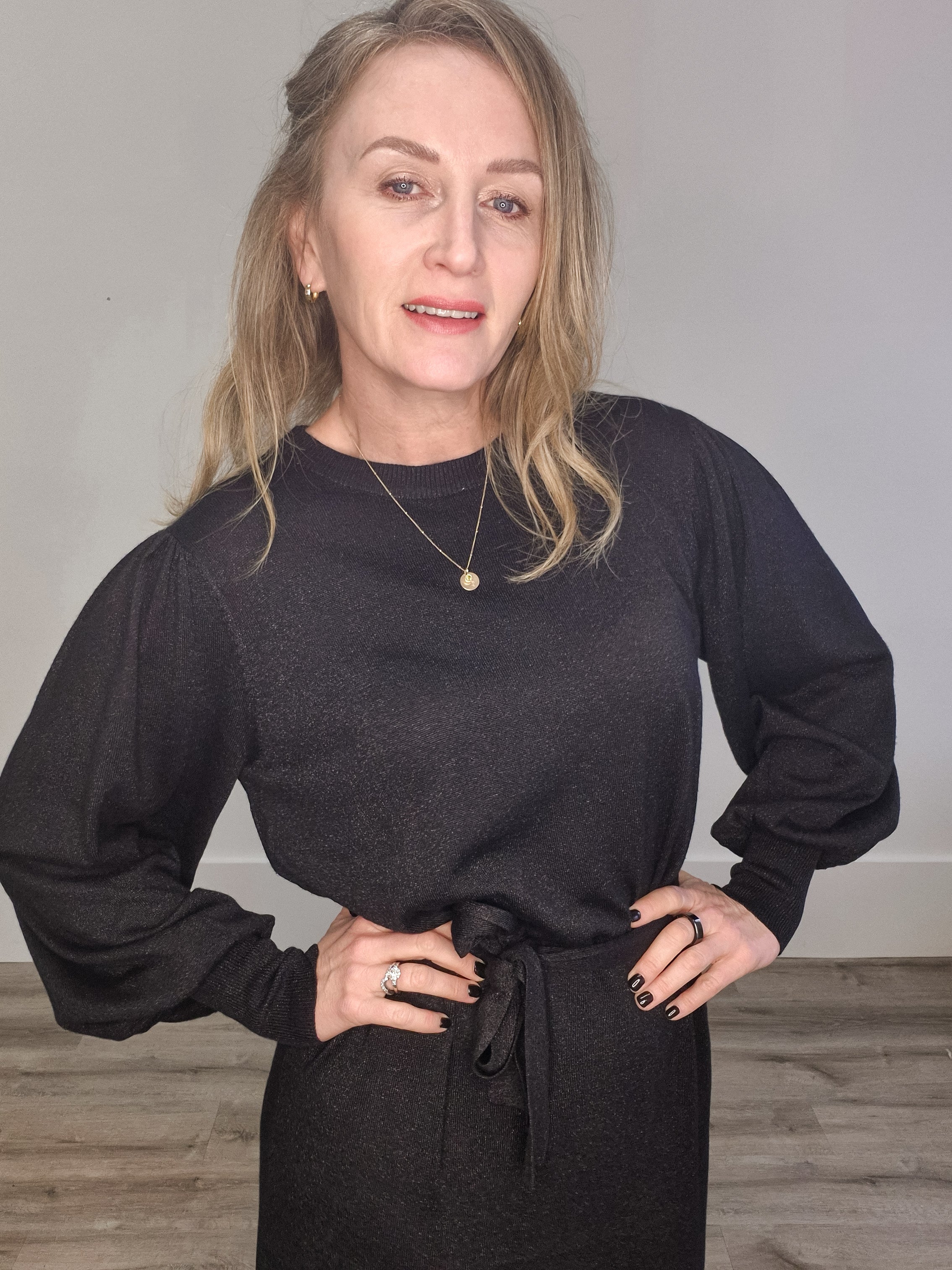 Regina Knit Belt Dress - Black-Special Occasion Dress- Hometown Style HTS, women's in store and online boutique located in Ingersoll, Ontario