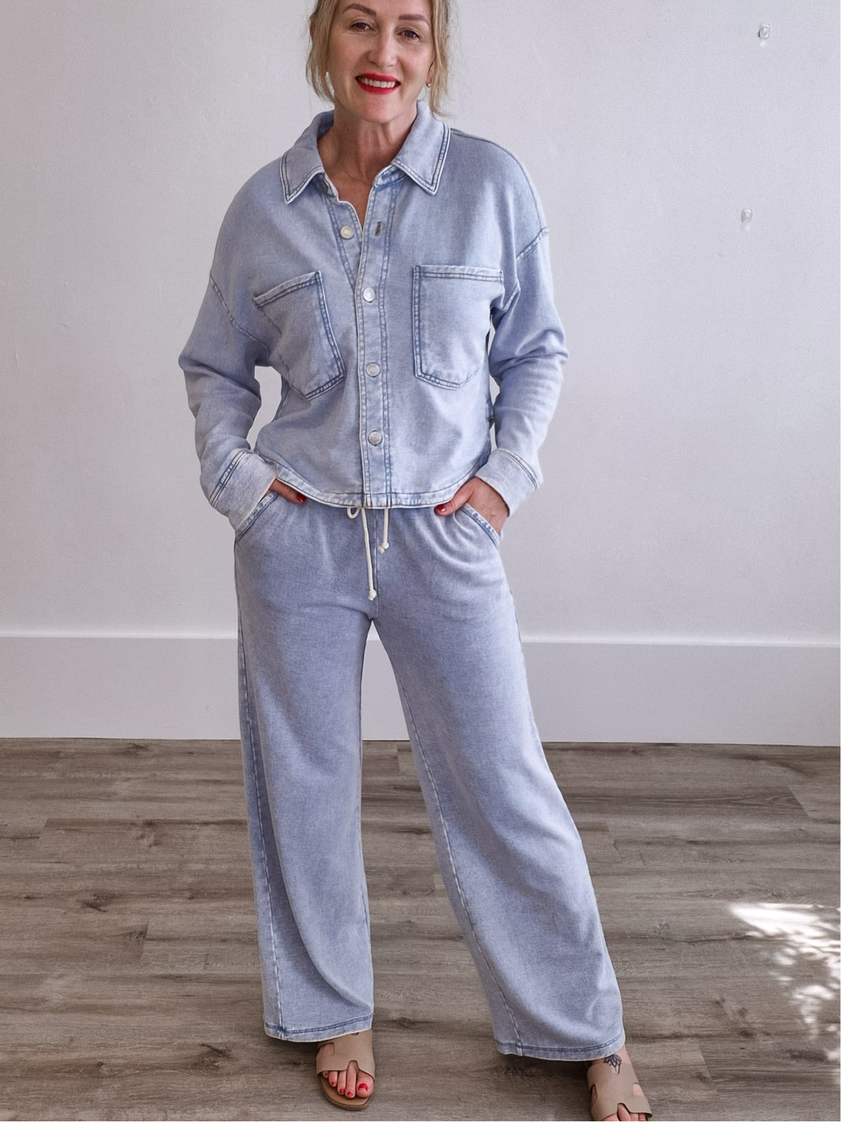 Hunter Knit Denim Washed Pant-comfy pants- Hometown Style HTS, women's in store and online boutique located in Ingersoll, Ontario