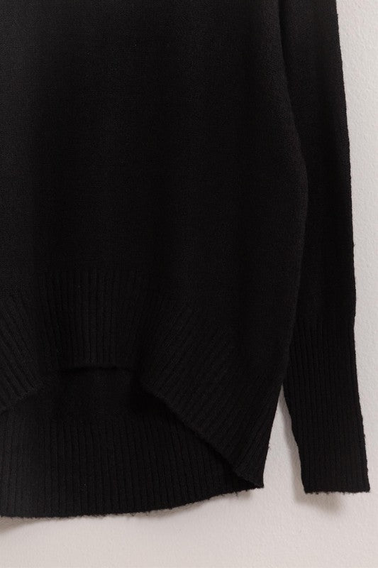 Long Turtle Neck Sweater - Black-Sweater- Hometown Style HTS, women's in store and online boutique located in Ingersoll, Ontario