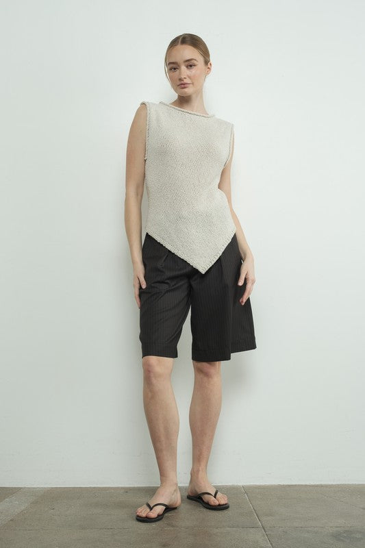 Pinstripe Pleated Shorts-Shorts- Hometown Style HTS, women's in store and online boutique located in Ingersoll, Ontario