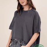 Oversized Crop Tee - Charcoal-tee- Hometown Style HTS, women's in store and online boutique located in Ingersoll, Ontario