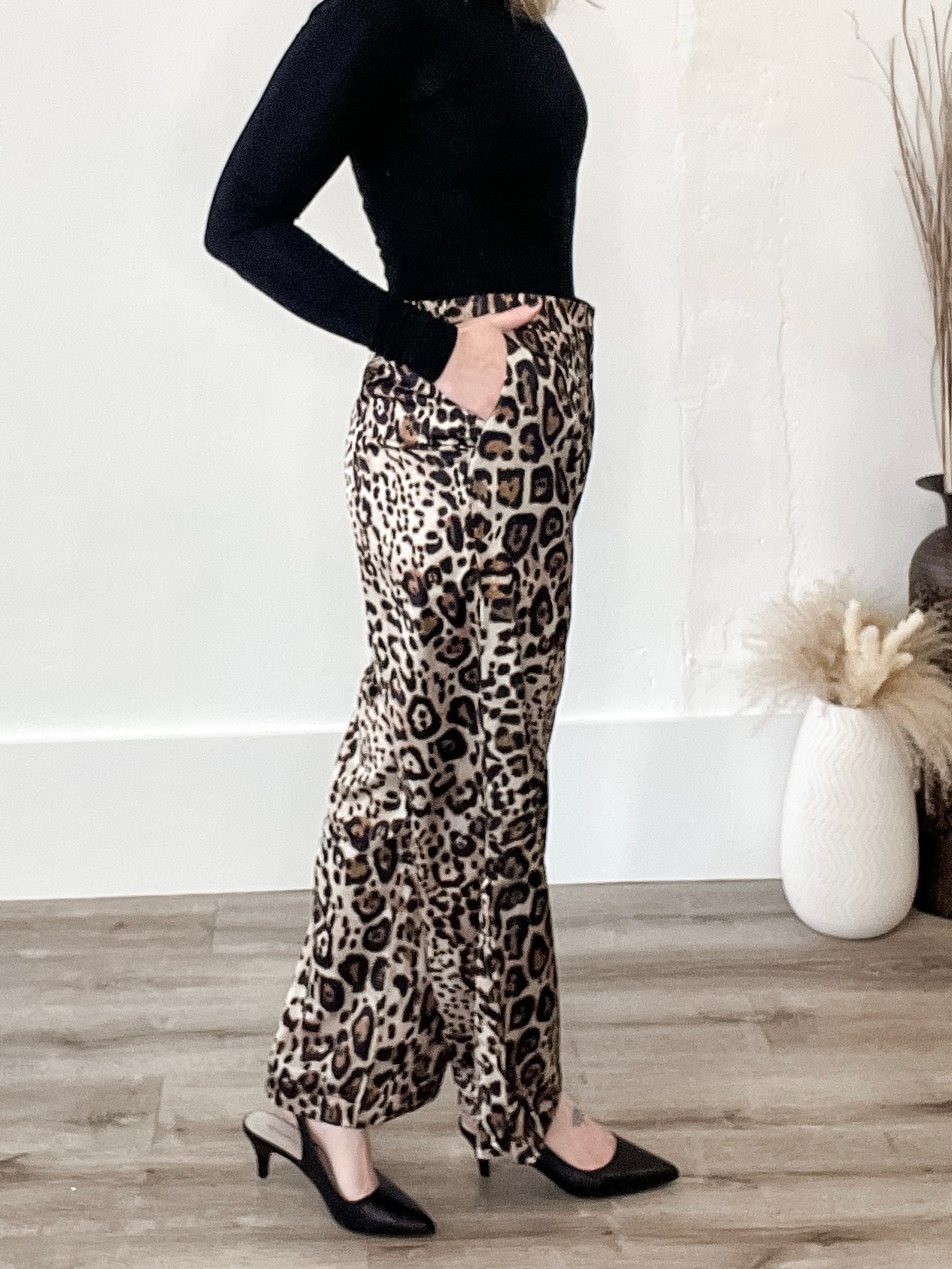 Animal Print Satin Pants-Pants- Hometown Style HTS, women's in store and online boutique located in Ingersoll, Ontario