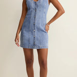 JOLIE DENIM SEAMED MINI DRESS-Casual Dresses- Hometown Style HTS, women's in store and online boutique located in Ingersoll, Ontario