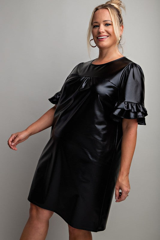 Faux Leather Dress - EX-Dress- Hometown Style HTS, women's in store and online boutique located in Ingersoll, Ontario