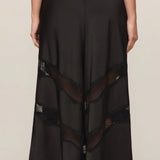 KORI LACE INSERT SKIRT - Black