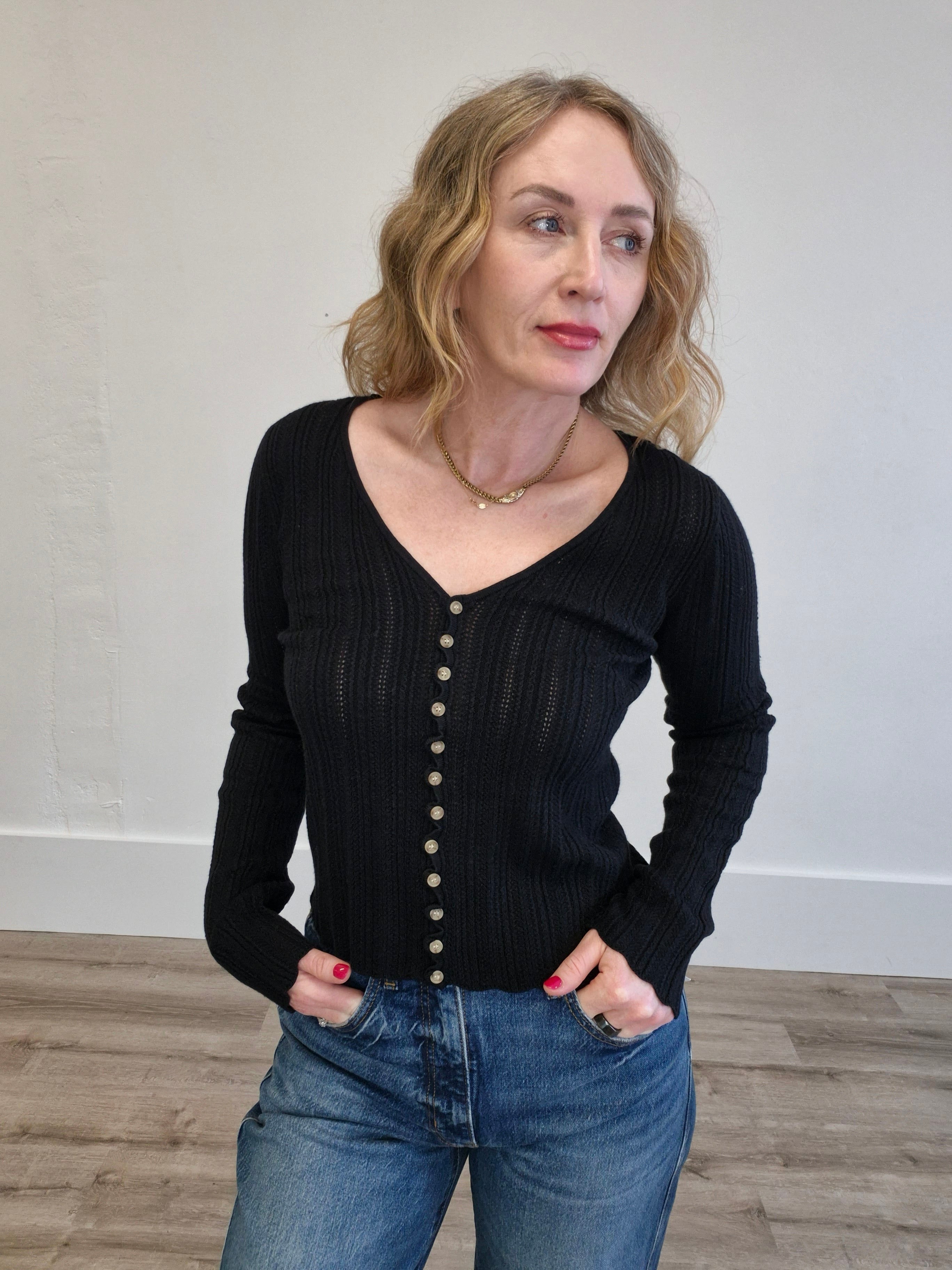 LANDA SWEATER TOP - Black-Casual Tops- Hometown Style HTS, women's in store and online boutique located in Ingersoll, Ontario