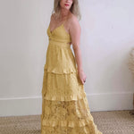 Lace Maxi - Yellow-dresses- Hometown Style HTS, women's in store and online boutique located in Ingersoll, Ontario