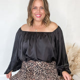 Off the shoulder blouse- Black-blouse- Hometown Style HTS, women's in store and online boutique located in Ingersoll, Ontario