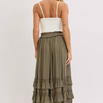Tiered Ruffle Maxi Skirt - Olive-Skirt- Hometown Style HTS, women's in store and online boutique located in Ingersoll, Ontario