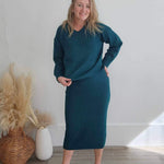 Brushed Midi Sweater Skirt - Forest-skirt- Hometown Style HTS, women's in store and online boutique located in Ingersoll, Ontario