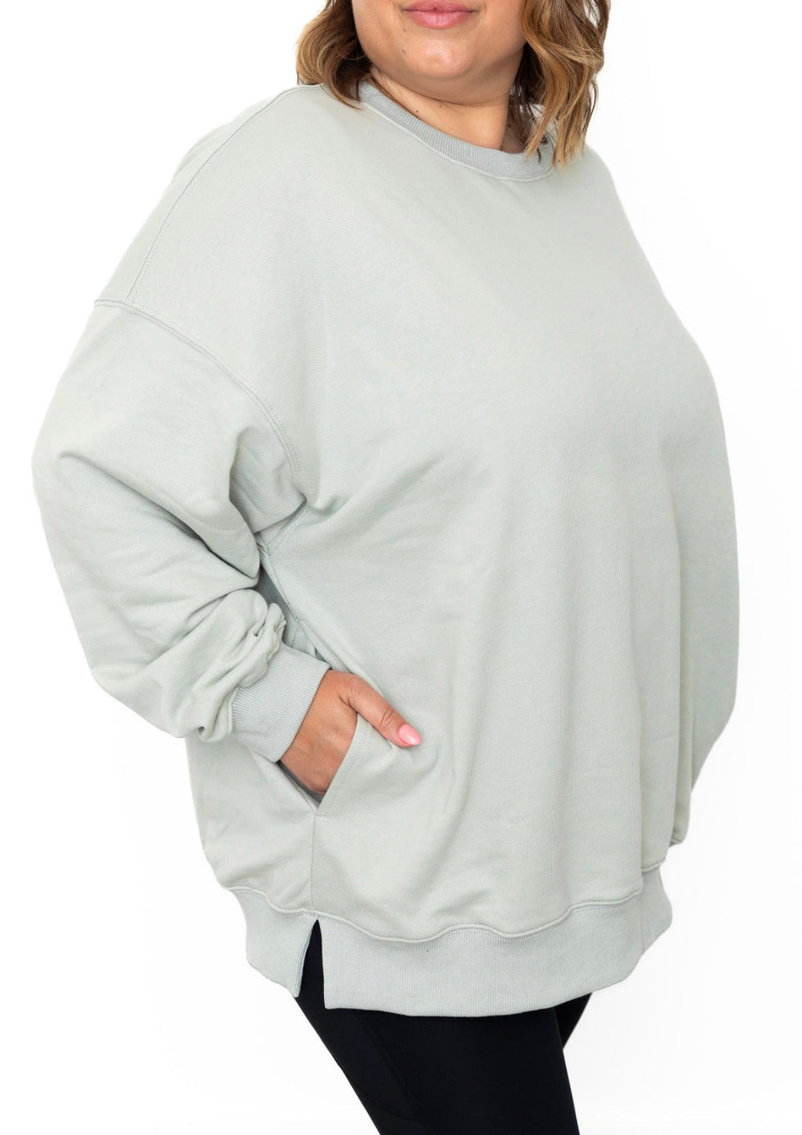 Oversized Terry Pullover Sweater- Sage-Tops- Hometown Style HTS, women's in store and online boutique located in Ingersoll, Ontario