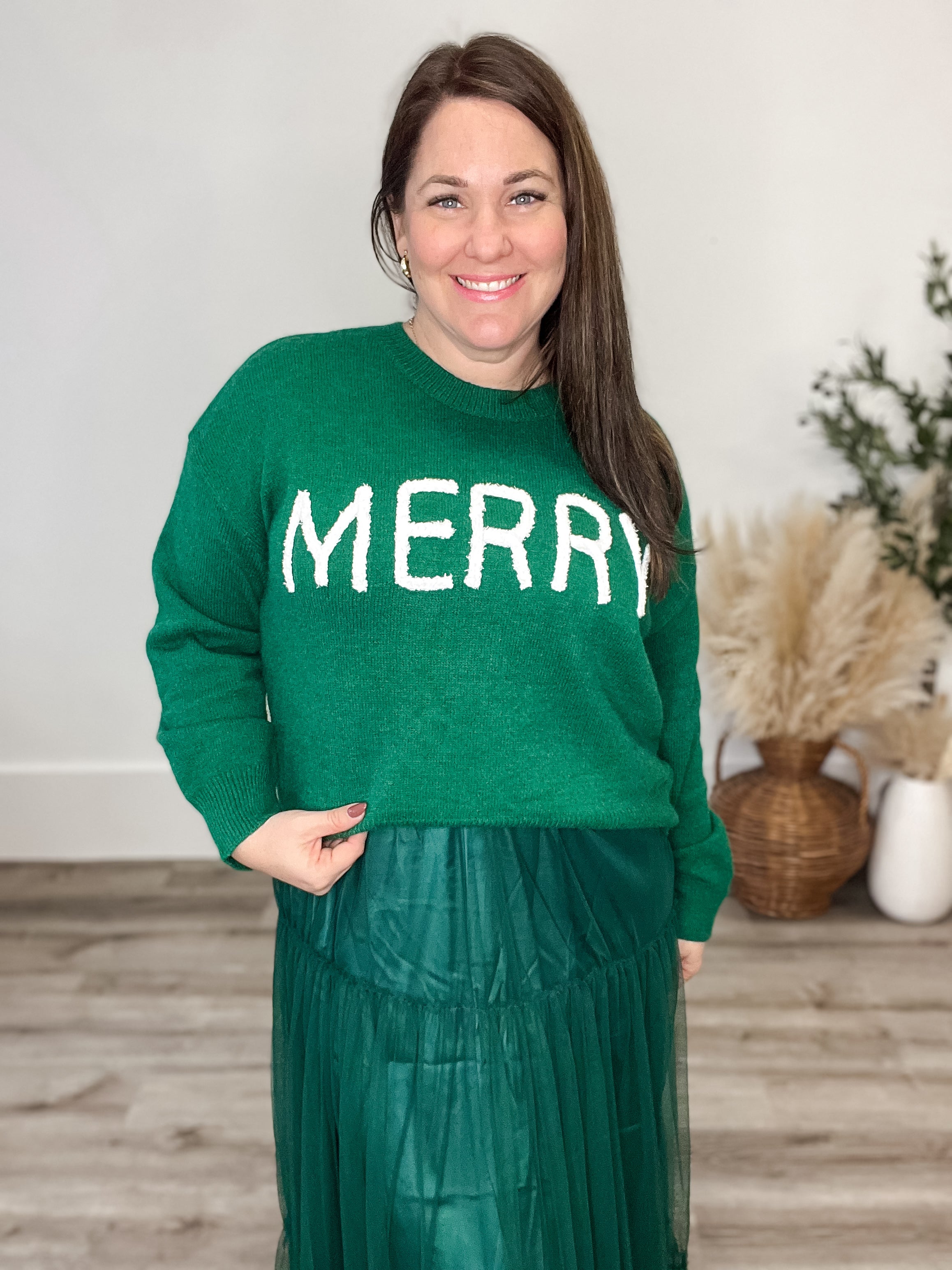 Merry Fluffy Patch Sweater - Green-sweater- Hometown Style HTS, women's in store and online boutique located in Ingersoll, Ontario