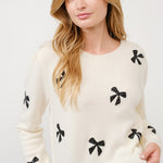 Bow Bead Sweater - Cream-Sweater- Hometown Style HTS, women's in store and online boutique located in Ingersoll, Ontario