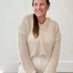 Open Knit Sweater - Taupe-Sweater- Hometown Style HTS, women's in store and online boutique located in Ingersoll, Ontario