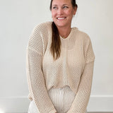 Open Knit Sweater - Taupe-Sweater- Hometown Style HTS, women's in store and online boutique located in Ingersoll, Ontario