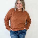 Pom Pom Knit Sweater - Brick-Sweaters and Cardigans- Hometown Style HTS, women's in store and online boutique located in Ingersoll, Ontario