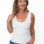 Scallop Neck Tank - White-tank- Hometown Style HTS, women's in store and online boutique located in Ingersoll, Ontario