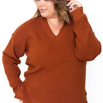 Waffle Knit Sweater - Brick-sweater- Hometown Style HTS, women's in store and online boutique located in Ingersoll, Ontario