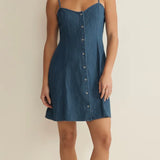 ANGEL EYES DENIM MINI DRESS-Casual Dresses- Hometown Style HTS, women's in store and online boutique located in Ingersoll, Ontario