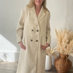 Double Breasted Lapel Duster Coat - Almond-Coats & Jackets- Hometown Style HTS, women's in store and online boutique located in Ingersoll, Ontario