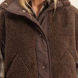 Cozy Sherpa Vest - Brown-vest- Hometown Style HTS, women's in store and online boutique located in Ingersoll, Ontario