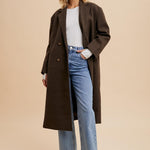 Double Breasted Lapel Duster Coat - Mocha-Coats & Jackets- Hometown Style HTS, women's in store and online boutique located in Ingersoll, Ontario