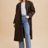 Double Breasted Lapel Duster Coat - Mocha-Coats & Jackets- Hometown Style HTS, women's in store and online boutique located in Ingersoll, Ontario