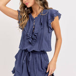 Casual Cotton Romper - Ink-Jumpsuits & Rompers- Hometown Style HTS, women's in store and online boutique located in Ingersoll, Ontario