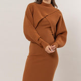 Two Piece Dress Set - Camel-dress- Hometown Style HTS, women's in store and online boutique located in Ingersoll, Ontario