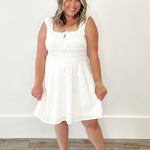 ARIEL MINI DRESS - White-Casual Dresses- Hometown Style HTS, women's in store and online boutique located in Ingersoll, Ontario