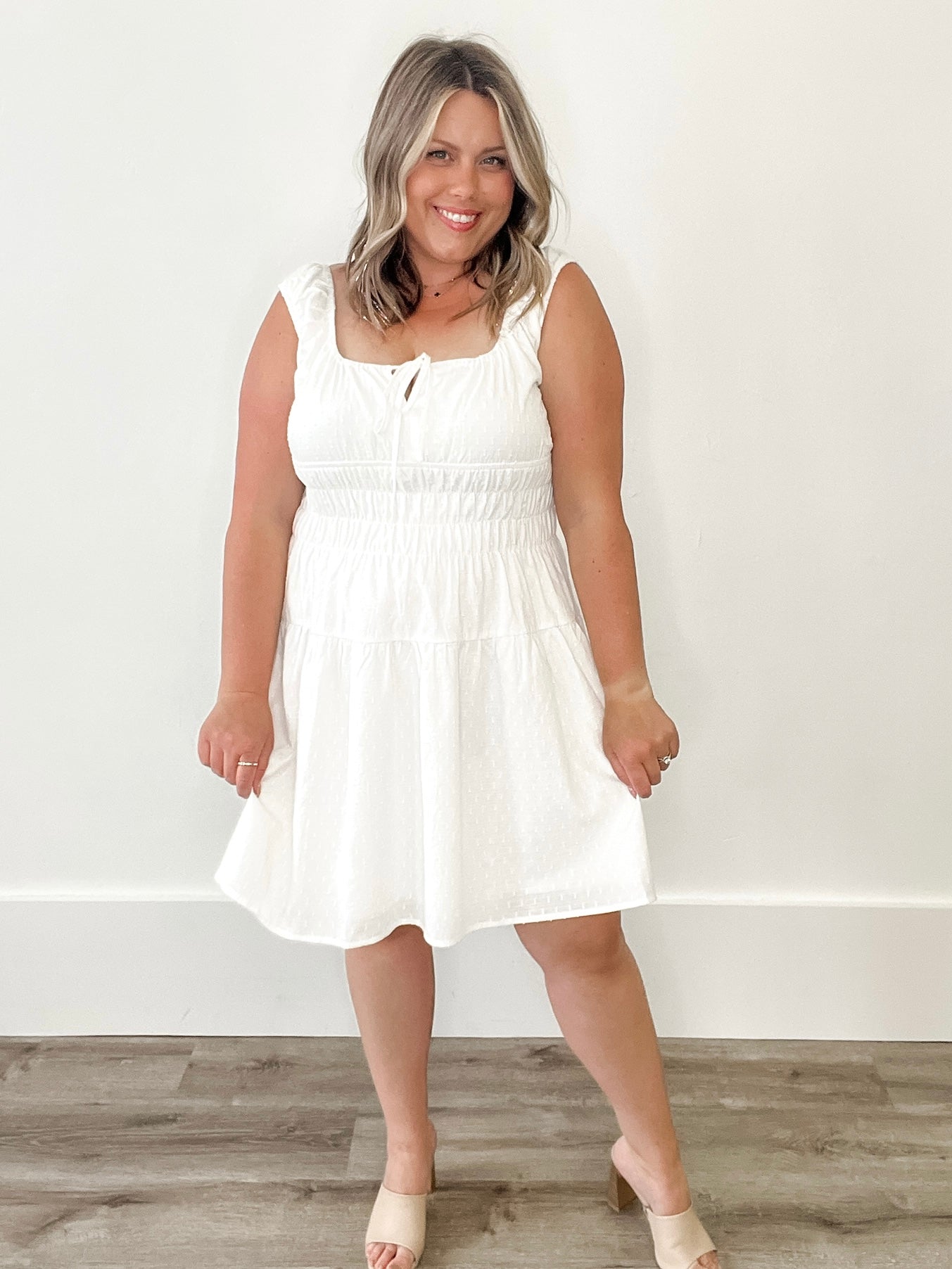 ARIEL MINI DRESS - White-Casual Dresses- Hometown Style HTS, women's in store and online boutique located in Ingersoll, Ontario