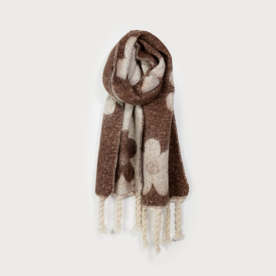 Warm Flower Print Scarf with Tassels-Accessories- Hometown Style HTS, women's in store and online boutique located in Ingersoll, Ontario