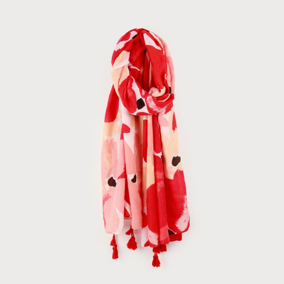 Lightweight Floral Print Scarf -Red-Accessories- Hometown Style HTS, women's in store and online boutique located in Ingersoll, Ontario