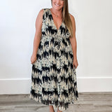 Floral Sleeveless Midi Dress - Black & Yellow-Special Occasion Dress- Hometown Style HTS, women's in store and online boutique located in Ingersoll, Ontario