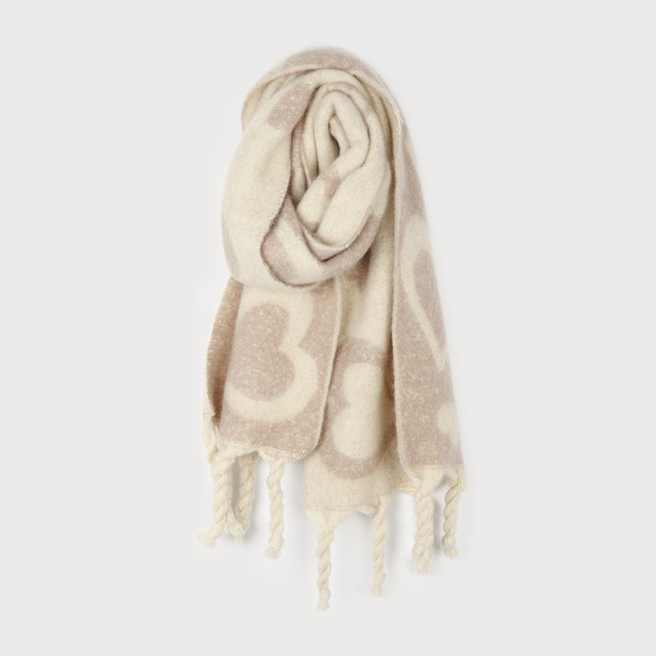 LARGE &WARM HEART PRINT SCARF WITH TASSELS-scarf- Hometown Style HTS, women's in store and online boutique located in Ingersoll, Ontario